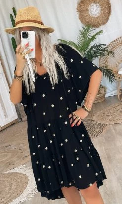Petite Robe Valou MC Noir Pois Sequins