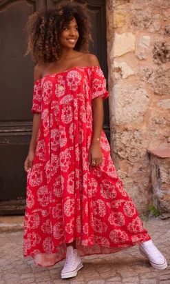 Robe Daria Rouge Flower Skull -Robe Belle Soldes facetune 05 10 2023 09 19 13