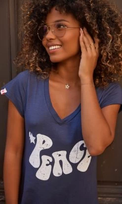 Robe Magda Ultra-Light Bleu Marine Peace Blanc