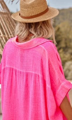 Petite Robe Chemise Sherine Oversize Rose Fluo