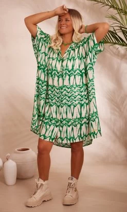 Petite Robe Chemise Sherine Oversize Vert Kasaï