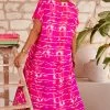 Robe Izabella Tie & Dye Lines Rose Fuchsia