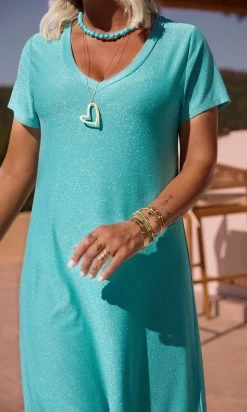 Robe Magda Vert Turquoise Irisé -Robe Belle Soldes facetune 26 06 2023 16 59 52