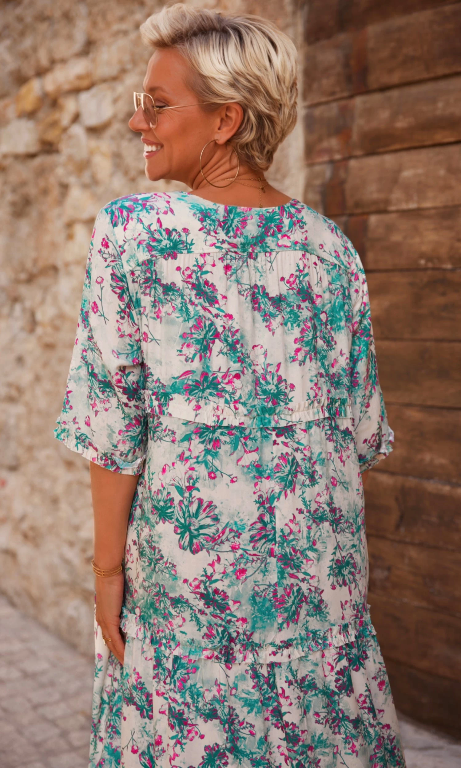 Robe Talya Bleu Vert Flower Bloom 8 Robe Talya Bleu Vert Flower Bloom – Image 6