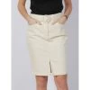 Jupe Droite Glamour Jean Push In Beige Femme - Salsa -Robe Belle Soldes jupe droite glamour jean push in beige femme salsa
