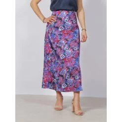 Jupe Midi Ă Fleurs Satin Mayra Multicolore Femme - Only