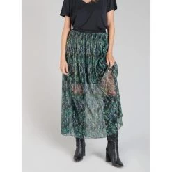 Jupe Midi Ayleen Effet Pailleté Vert Femme - Le Temps Des Cerises