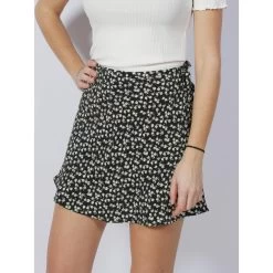 Jupe Short Ă Fleurs Roseli Noir Femme - Tiffosi