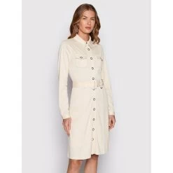 Robe à Ceinture Jeanne écru Femme - Guess -Robe Belle Soldes robe a ceinture jeanne ecru femme guess 2