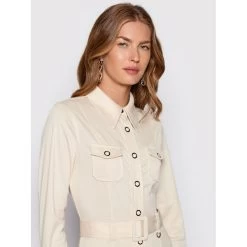 Robe à Ceinture Jeanne écru Femme - Guess -Robe Belle Soldes robe a ceinture jeanne ecru femme guess 3