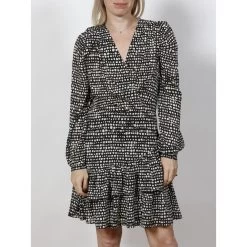 Robe à Pois Noir Femme - Morgan