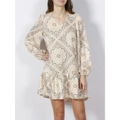 Robe Ample Imprimés Rina Beige Femme - Vero Moda