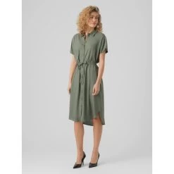Robe Chemise Mi-longue Bumpy Kaki Femme - Vero Moda 8 Robe Chemise Mi-longue Bumpy Kaki Femme - Vero Moda -Robe Belle Soldes robe chemise mi longue bumpy kaki femme vero moda 2