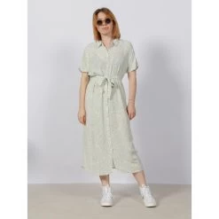 Robe Chemise Mi-longue Menny Vert Femme - Vero Moda