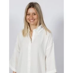 Robe Chemise Natali Oversize Blanc Femme - Vero Moda -Robe Belle Soldes robe chemise natali oversize blanc femme vero moda 3