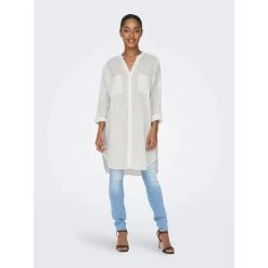 Robe Chemise Oversize Apeldoorn Blanc Femme - Only -Robe Belle Soldes robe chemise oversize apeldoorn blanc femme only 2