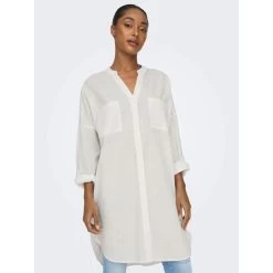 Robe Chemise Oversize Apeldoorn Blanc Femme - Only -Robe Belle Soldes robe chemise oversize apeldoorn blanc femme only 3