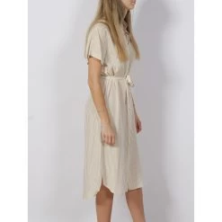 Robe Chemise Rayée Bumpy Beige Femme - Vero Moda -Robe Belle Soldes robe chemise rayee bumpy beige femme vero moda 2