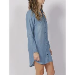 Vero Moda Robe Chemise Silla Bleu Femme - Véro Moda -Robe Belle Soldes robe chemise silla bleu femme vero moda 2