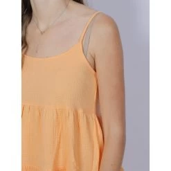 Robe Courte Ample Thyra Orange Femme - Only -Robe Belle Soldes robe courte ample thyra orange femme only 3