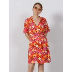Robe Courte Imprimés Geometric Multicolore Femme - Salsa