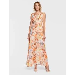 Robe Longue à Fleurs Gilda Orange Femme - Guess