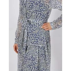 Robe Midi à Fleurs Flowery All Over Bleu Blanc Femme - Salsa -Robe Belle Soldes robe midi a fleurs flowery all over bleu blanc femme salsa 3