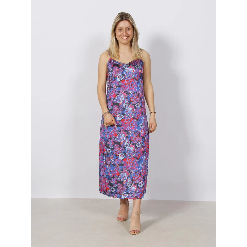 Robe Midi à Fleurs Satin Mayra Multicolore Femme - Only 3 Robe Midi à Fleurs Satin Mayra Multicolore Femme - Only