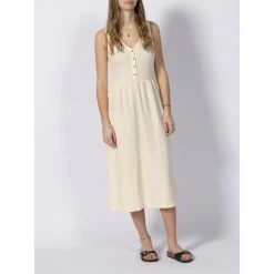 Robe Midi Aria Blanc Ivoire Femme - Deeluxe