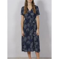 Robe Midi Fendu Missa Bleu Marine Femme - Teddy Smith