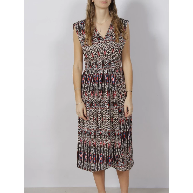 Robe Midi Fendue à Imprimés Irmah Noir Rouge Femme - Deeluxe 3 Robe Midi Fendue à Imprimés Irmah Noir Rouge Femme - Deeluxe