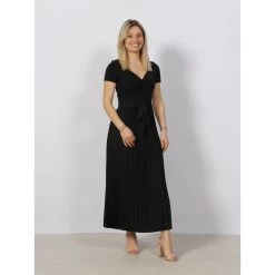 Robe Midi Plissée Erynn Noir Femme - Guess