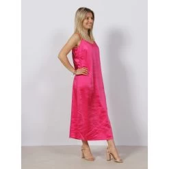 Robe Midi Satin Mayra Rose Femme - Only -Robe Belle Soldes robe midi satin mayra rose femme only 2