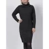 Robe Pull Col Roulé Mila Noir Femme - Deeluxe -Robe Belle Soldes robe pull col roule mila noir femme deeluxe