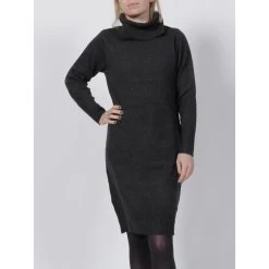 Robe Pull Col Roulé Mila Noir Femme - Deeluxe