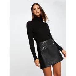 Robe Pull Jupe Simili Cuir 2 En 1 Noir Femme - Morgan -Robe Belle Soldes robe pull jupe simili cuir 2 en 1 noir femme morgan 2